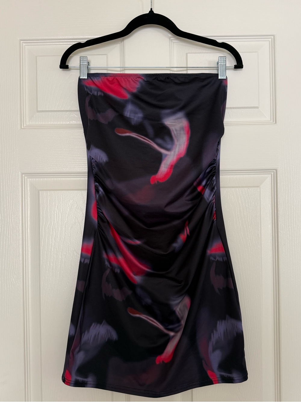 Strapless Black & Red Print Women’s Dress